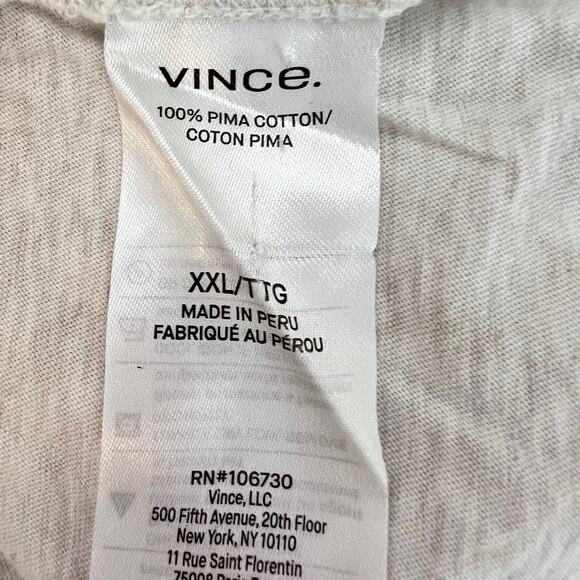 Vince Womens Long Sleeve T-Shirt XXL Heathered Oatmeal Gray Pima Cotton Peru - Picture 5 of 6